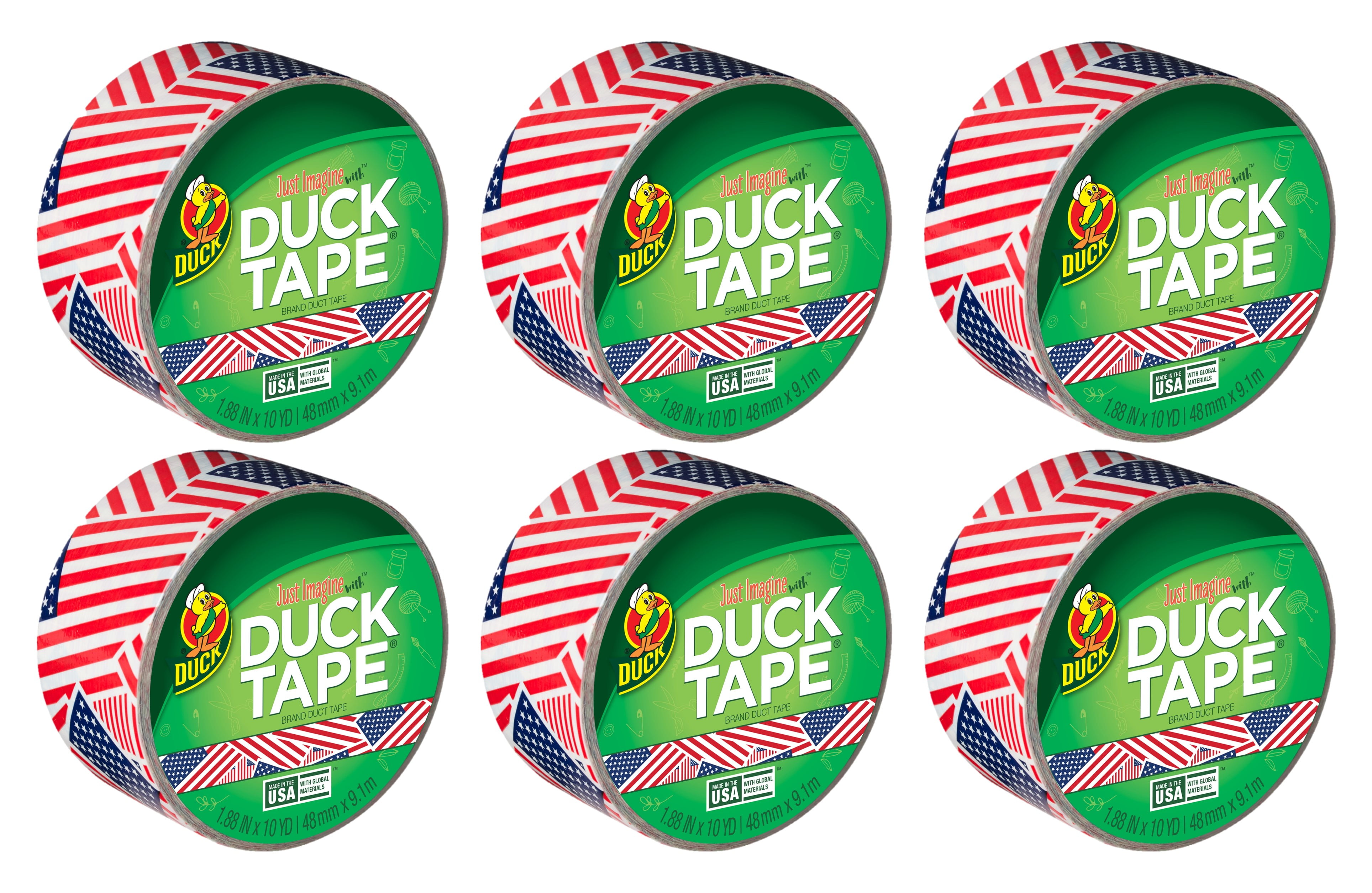 Printed Duck Tape Brand Duct Tape - US Flag, 1.88 in. x 10 yd., 6 Pack