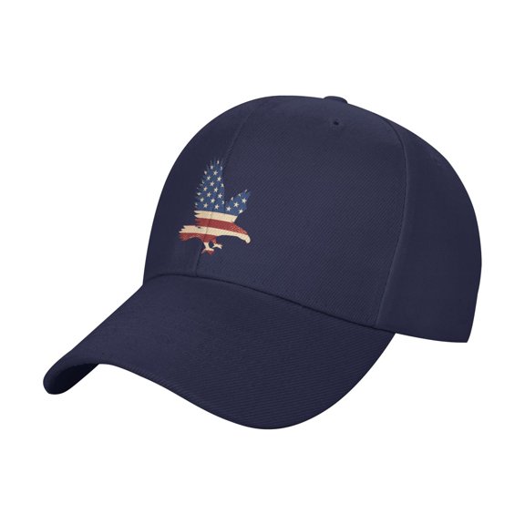 Printed Eagle With Usa Flag Baseball Cap Adjustable Cotton Athletic Dad Hat Trucker Hats for Men Women Girl Youth Unisex Adult Snapback Cap,Navy