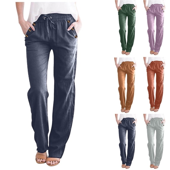 Printed Elastic Waist Casual Pants, Women's Flare Pants Trousers Wide Leg Pants, Full Length Spring Nine Point Lounge Pants, Fashion Streetwear Gifts for Women | CSEONE,Orange L