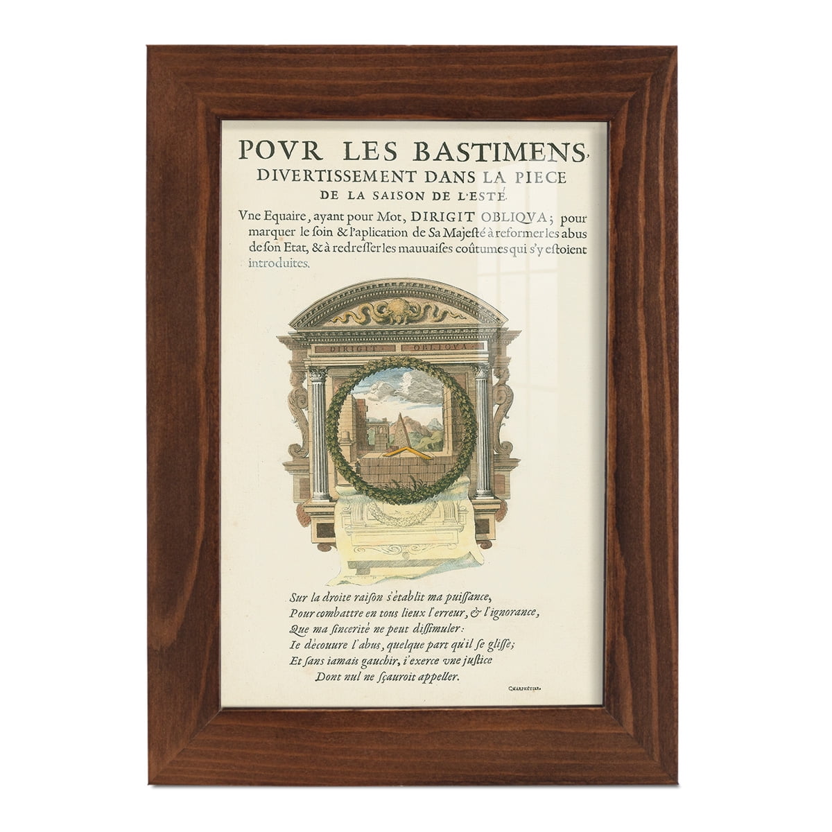 Printed Embellished Bookplate I - Framed Print w/glass - Chestnut