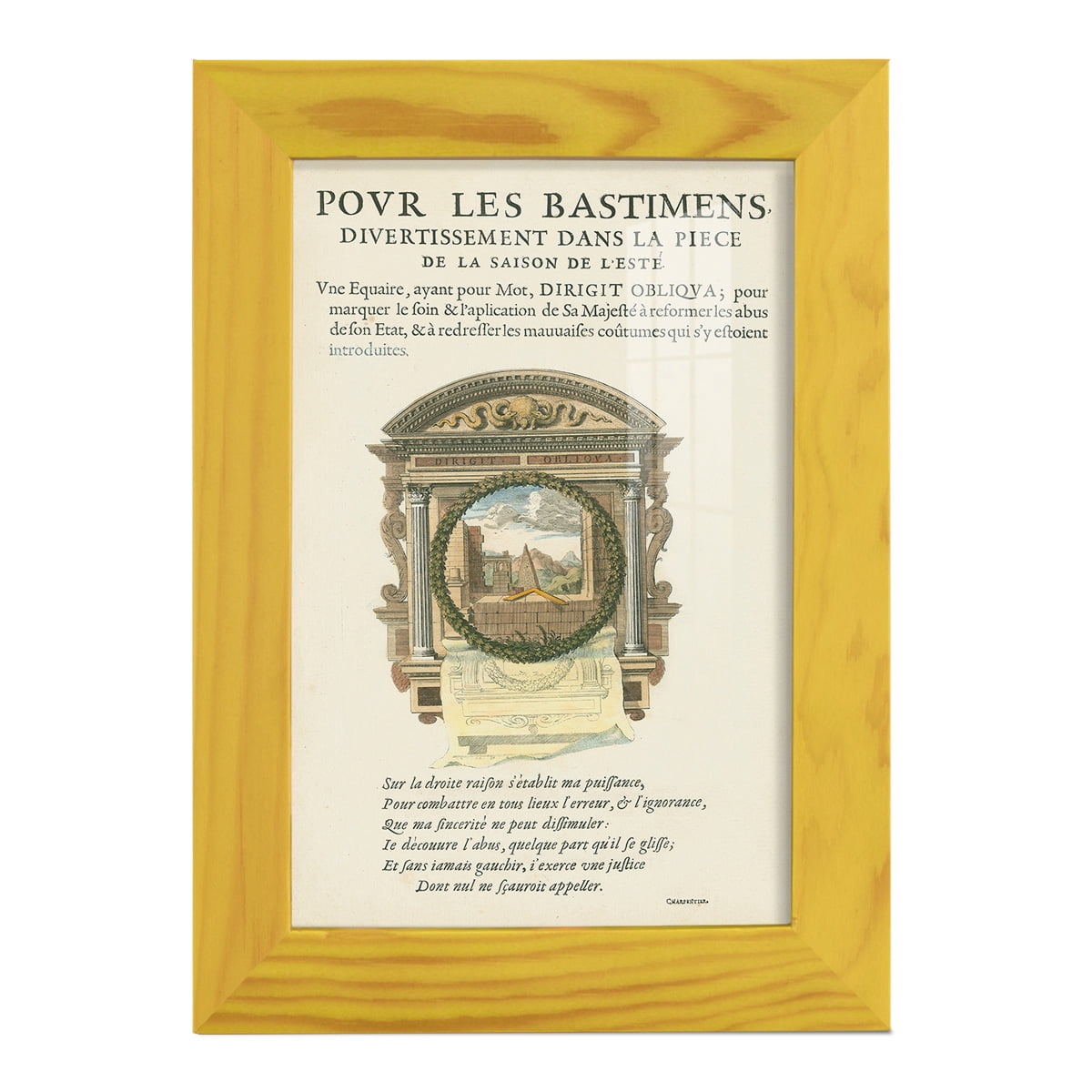 Printed Embellished Bookplate I - Framed Print w/glass - Sunflower Yellow