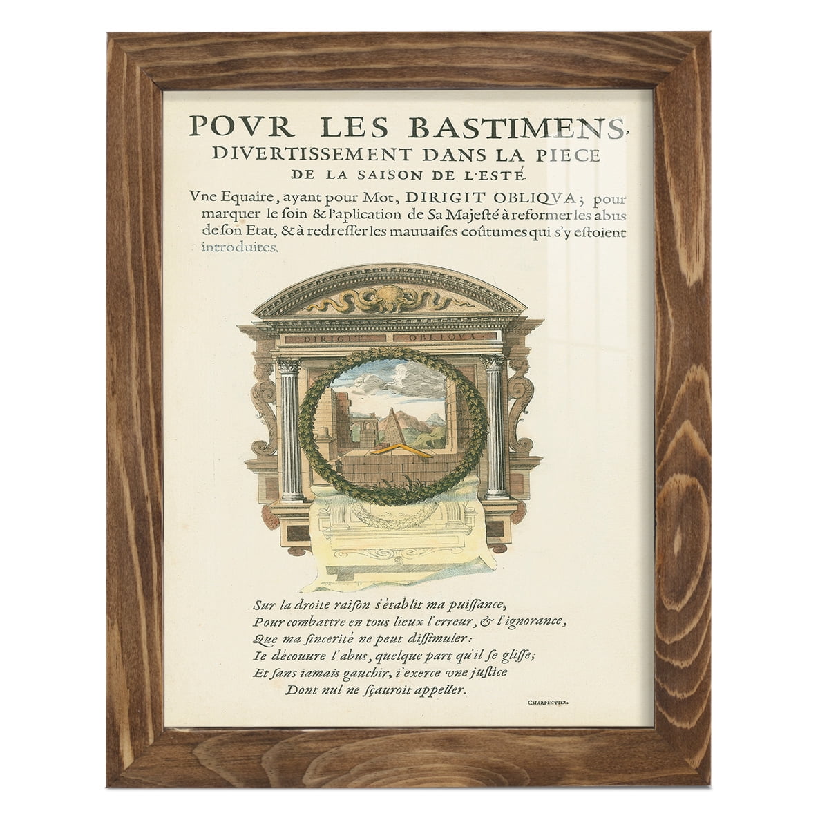 Printed Embellished Bookplate I - Framed Print w/glass - Walnut
