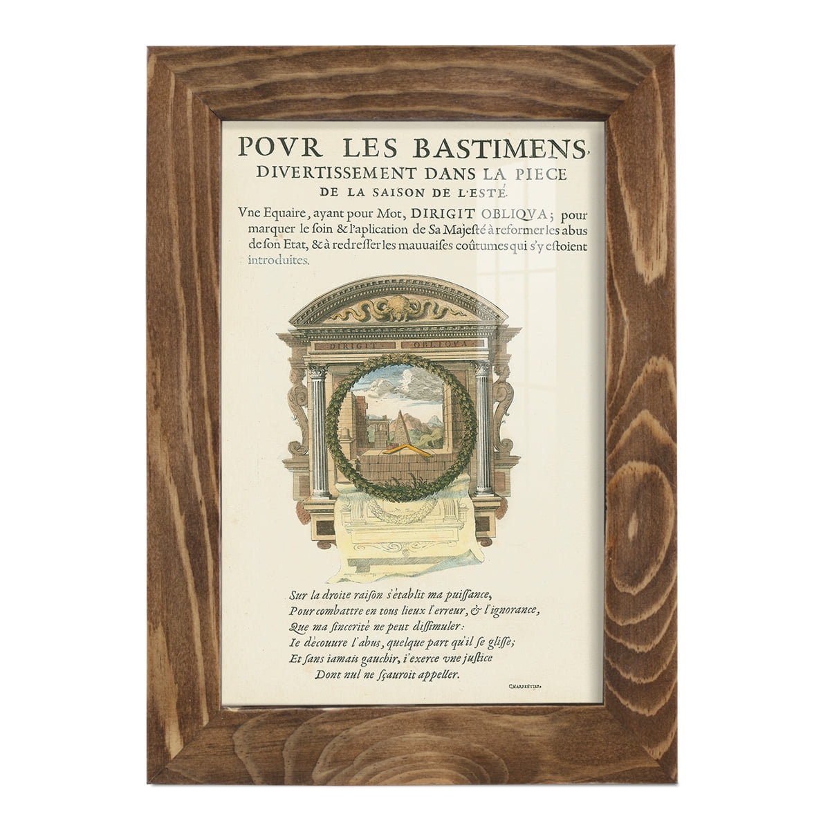 Printed Embellished Bookplate I - Framed Print w/glass - Walnut