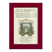 Printed Embellished Bookplate II - Framed Print w/glass - Cherry Red