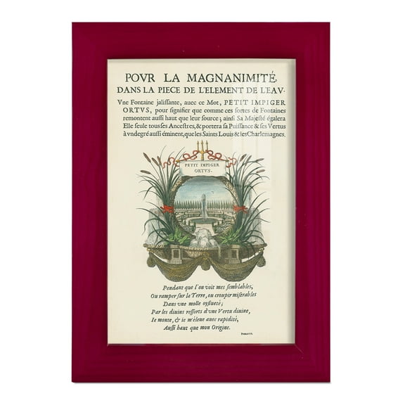 Printed Embellished Bookplate II - Framed Print w/glass - Cherry Red