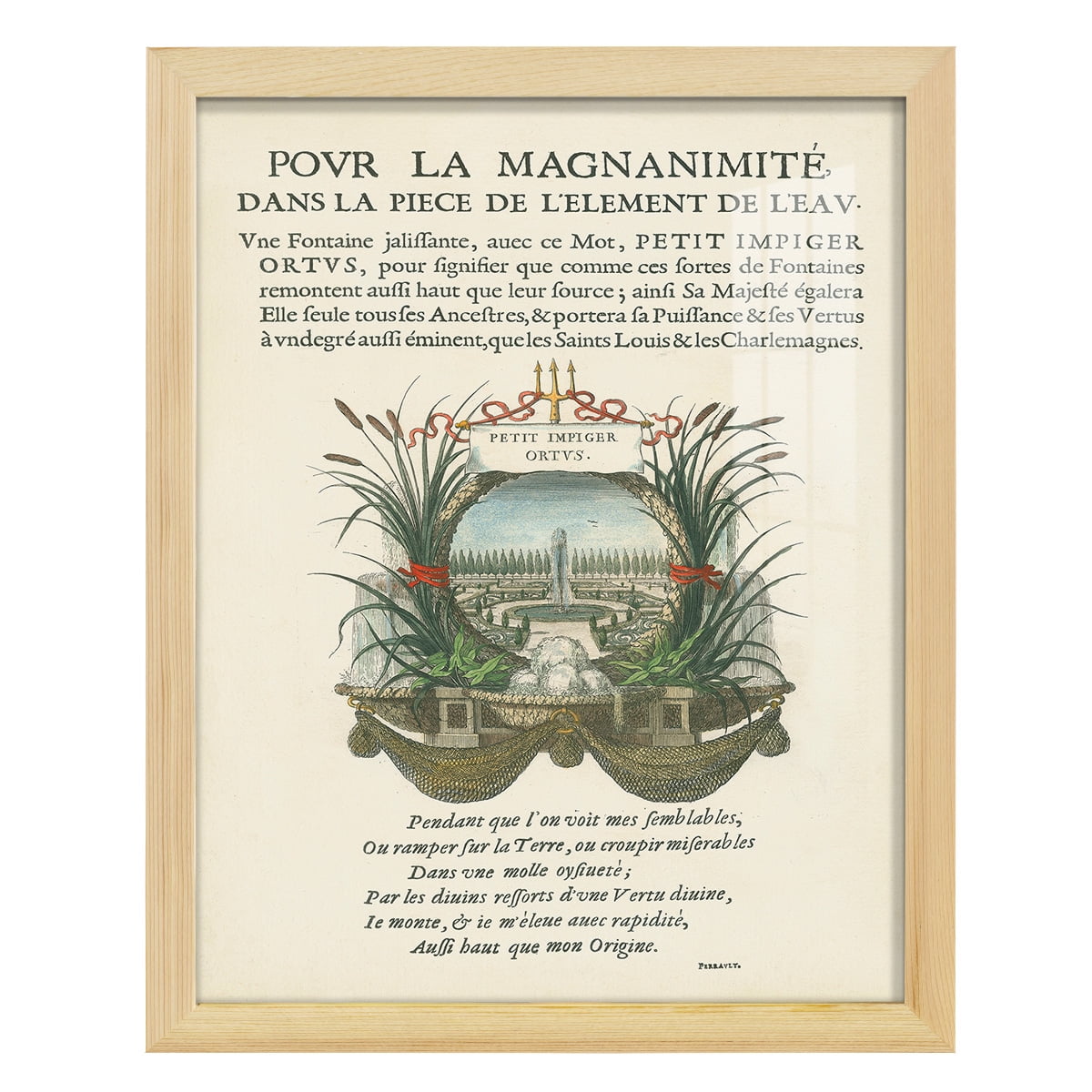 Printed Embellished Bookplate II - Framed Print w/glass - Natural Wood