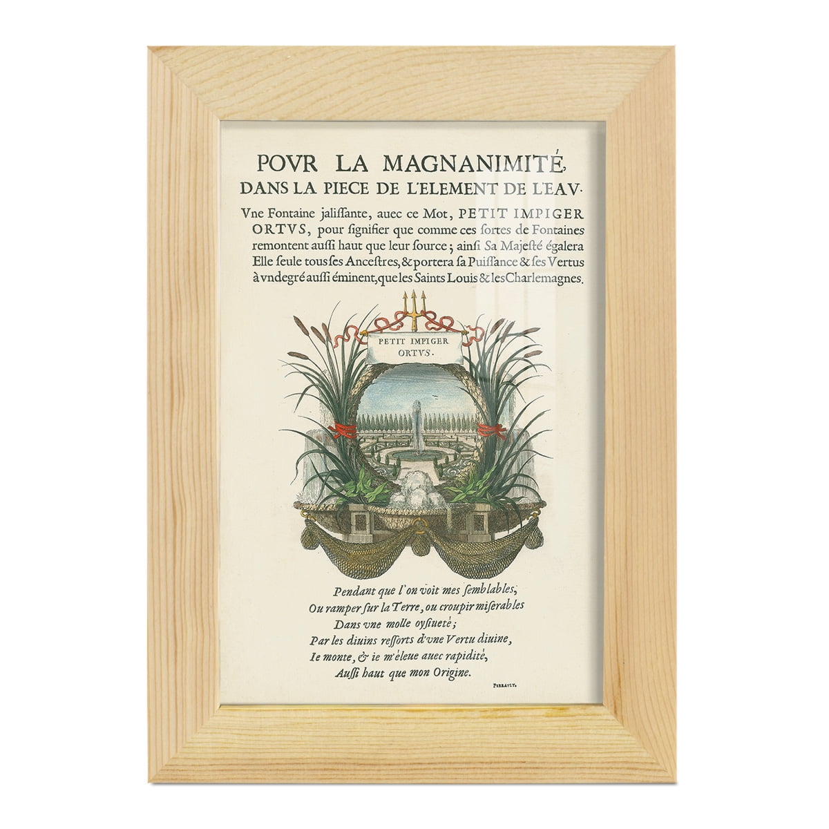 Printed Embellished Bookplate II - Framed Print w/glass - Natural Wood