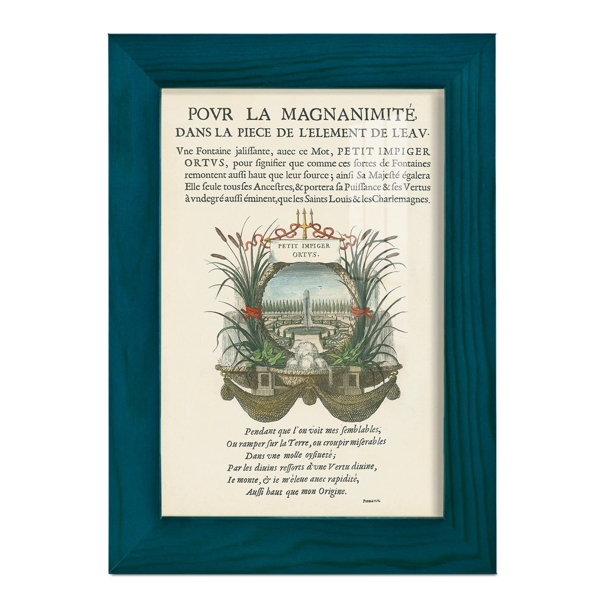 Printed Embellished Bookplate II - Framed Print w/glass - Ocean Blue