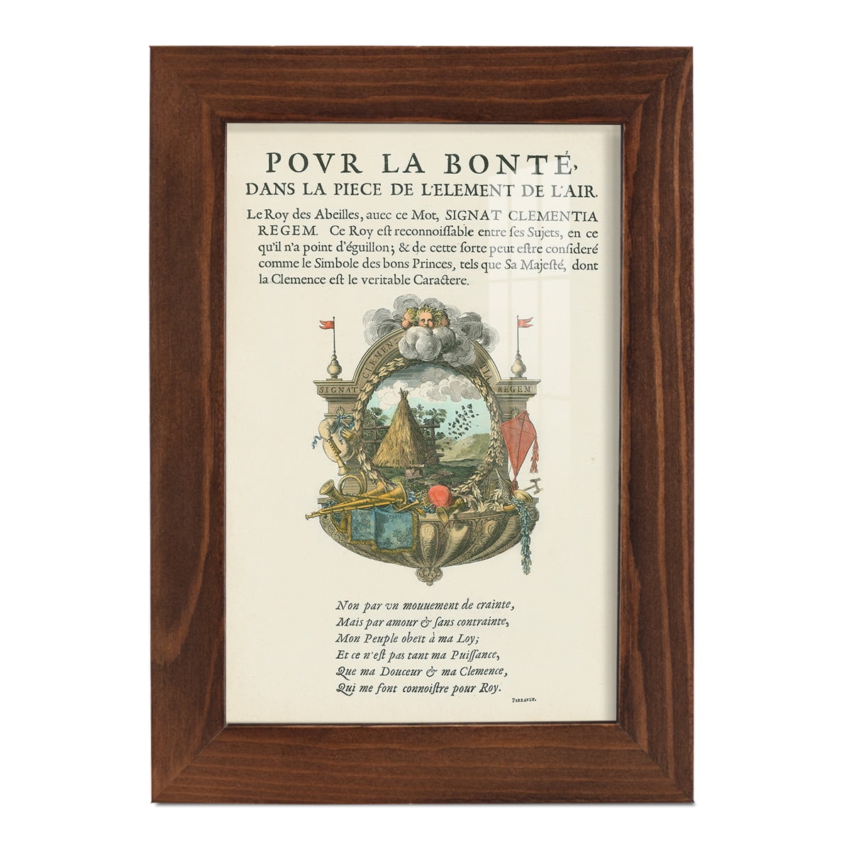 Printed Embellished Bookplate III - Framed Print w/glass - Chestnut