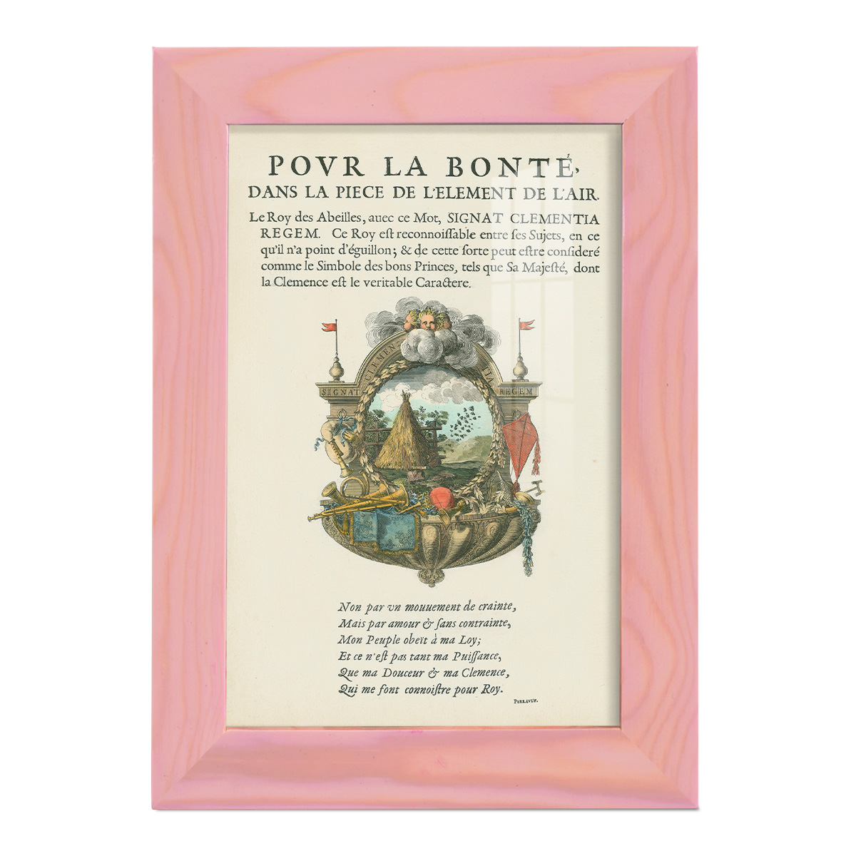 Printed Embellished Bookplate III - Framed Print w/glass - Sunset Pink