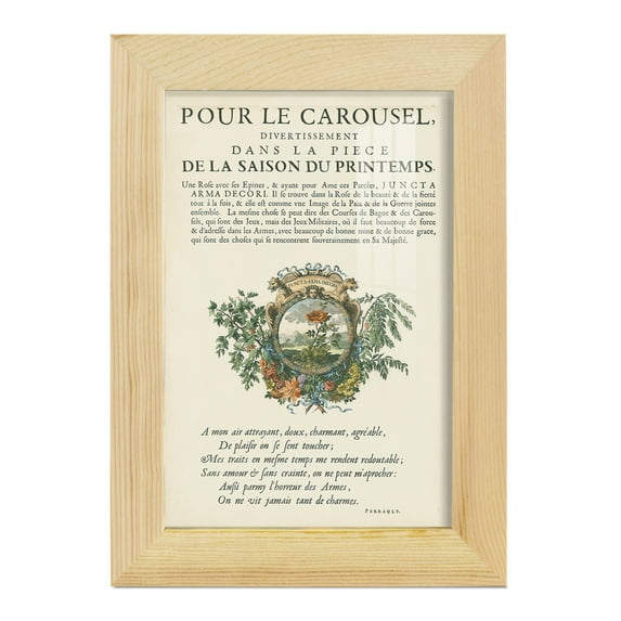 Printed Embellished Bookplate IV - Framed Print w/glass - Natural Wood