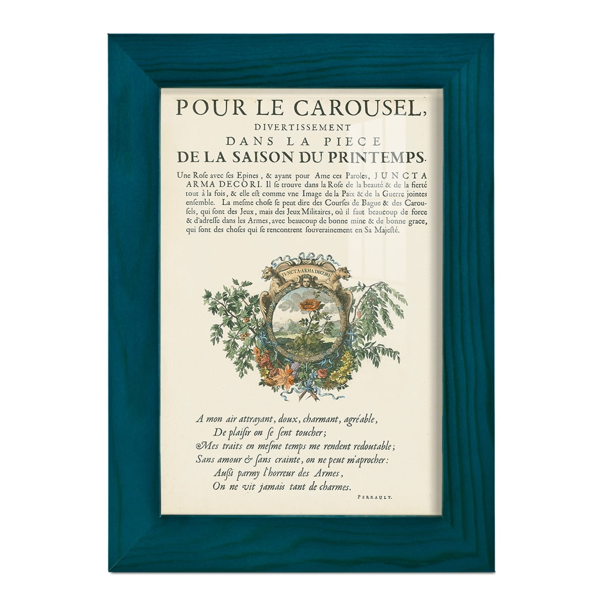 Printed Embellished Bookplate IV - Framed Print w/glass - Ocean Blue