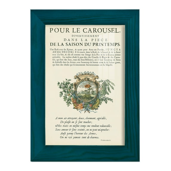 Printed Embellished Bookplate IV - Framed Print w/glass - Ocean Blue