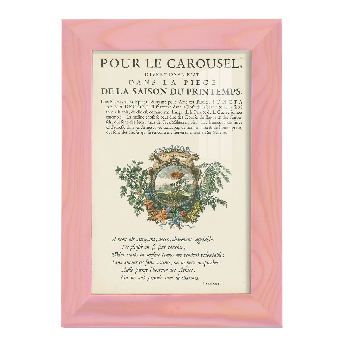Printed Embellished Bookplate IV - Framed Print w/glass - Sunset Pink