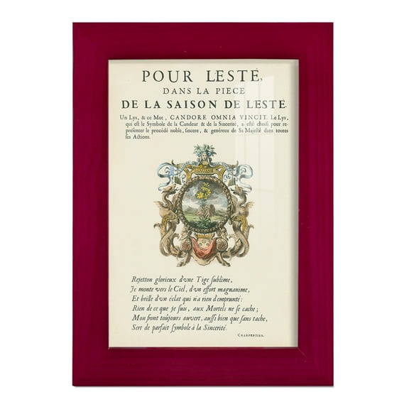Printed Embellished Bookplate VI - Framed Print w/glass - Cherry Red