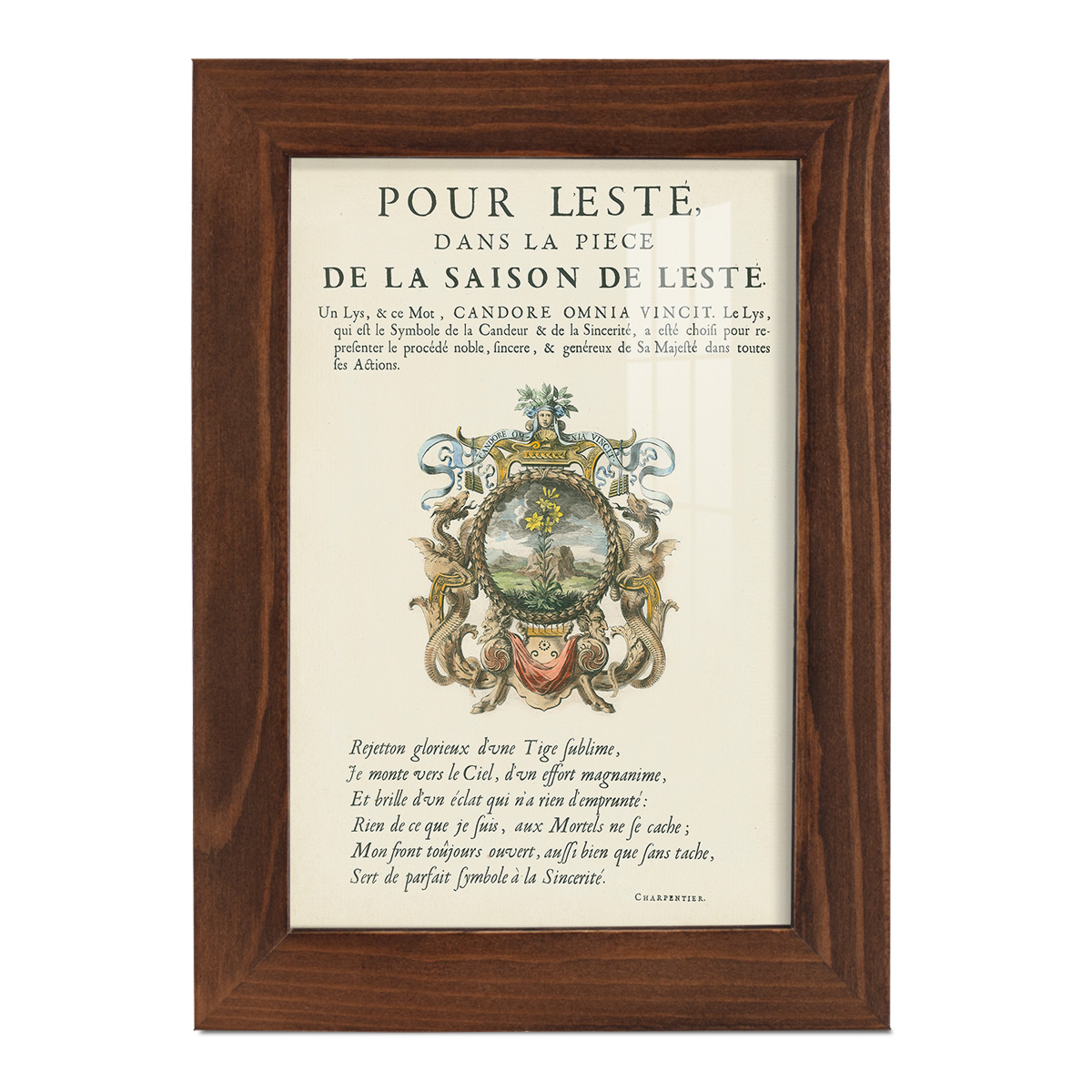 Printed Embellished Bookplate VI - Framed Print w/glass - Chestnut