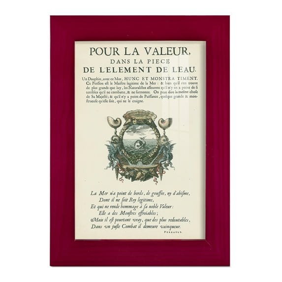 Printed Embellished Bookplate VII - Framed Print w/glass - Cherry Red