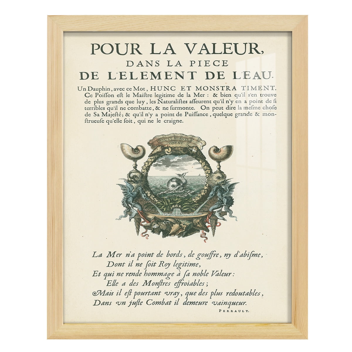 Printed Embellished Bookplate VII - Framed Print w/glass - Natural Wood