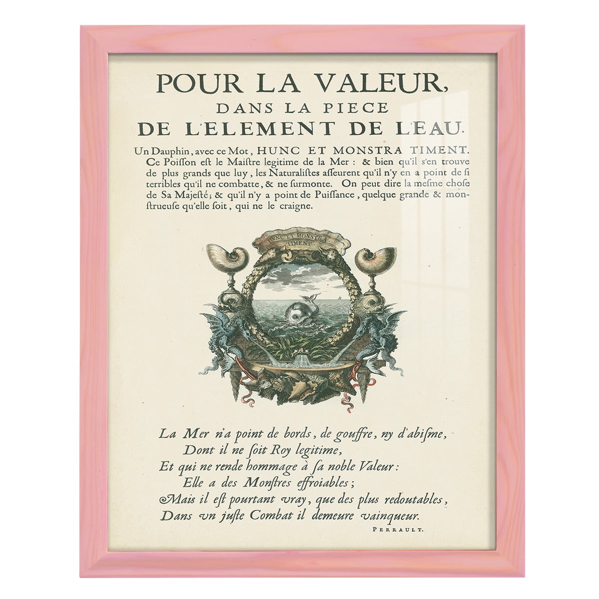 Printed Embellished Bookplate VII - Framed Print w/glass - Sunset Pink