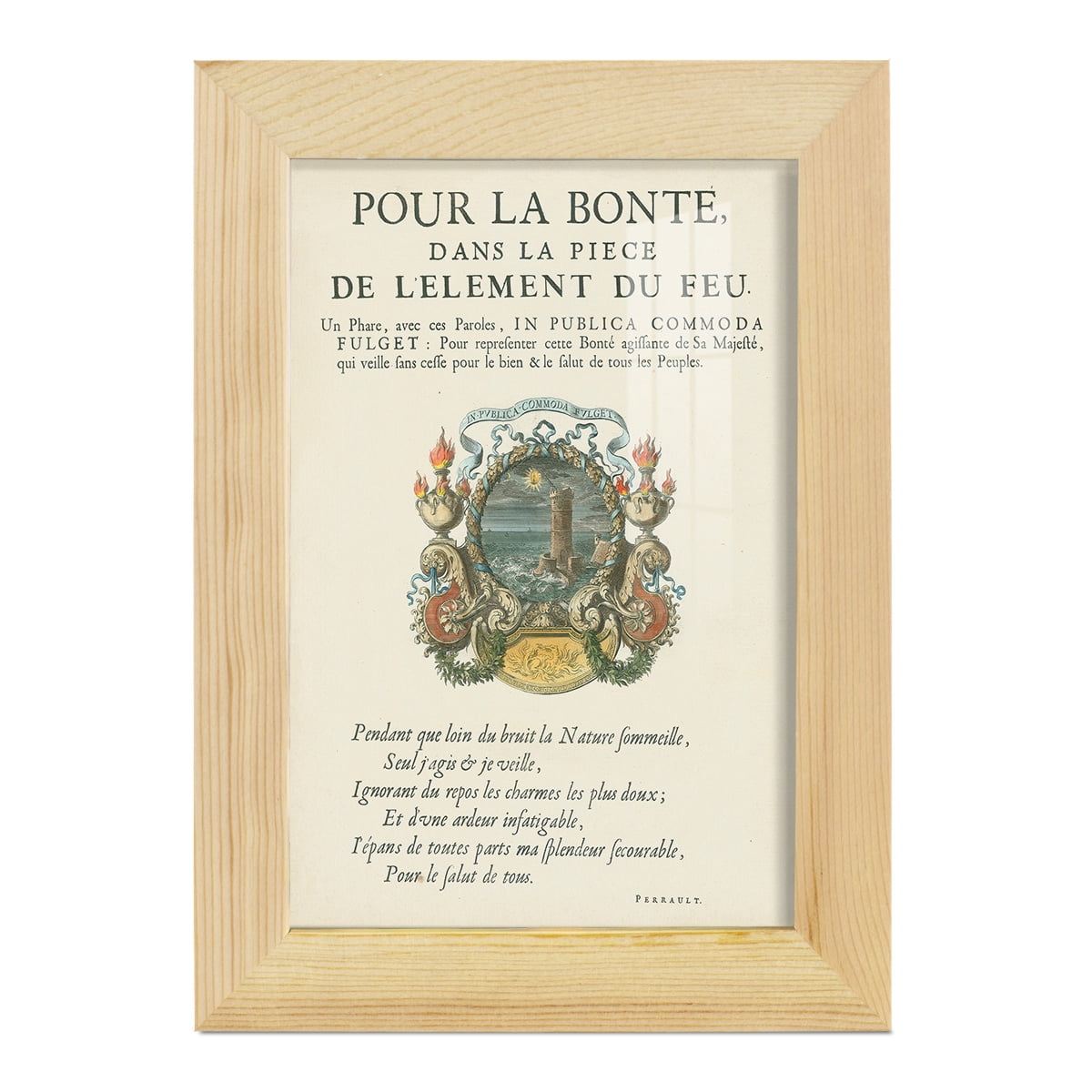 Printed Embellished Bookplate VIII - Framed Print w/glass - Natural Wood