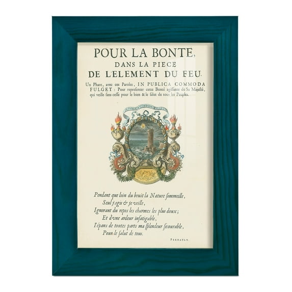 Printed Embellished Bookplate VIII - Framed Print w/glass - Ocean Blue