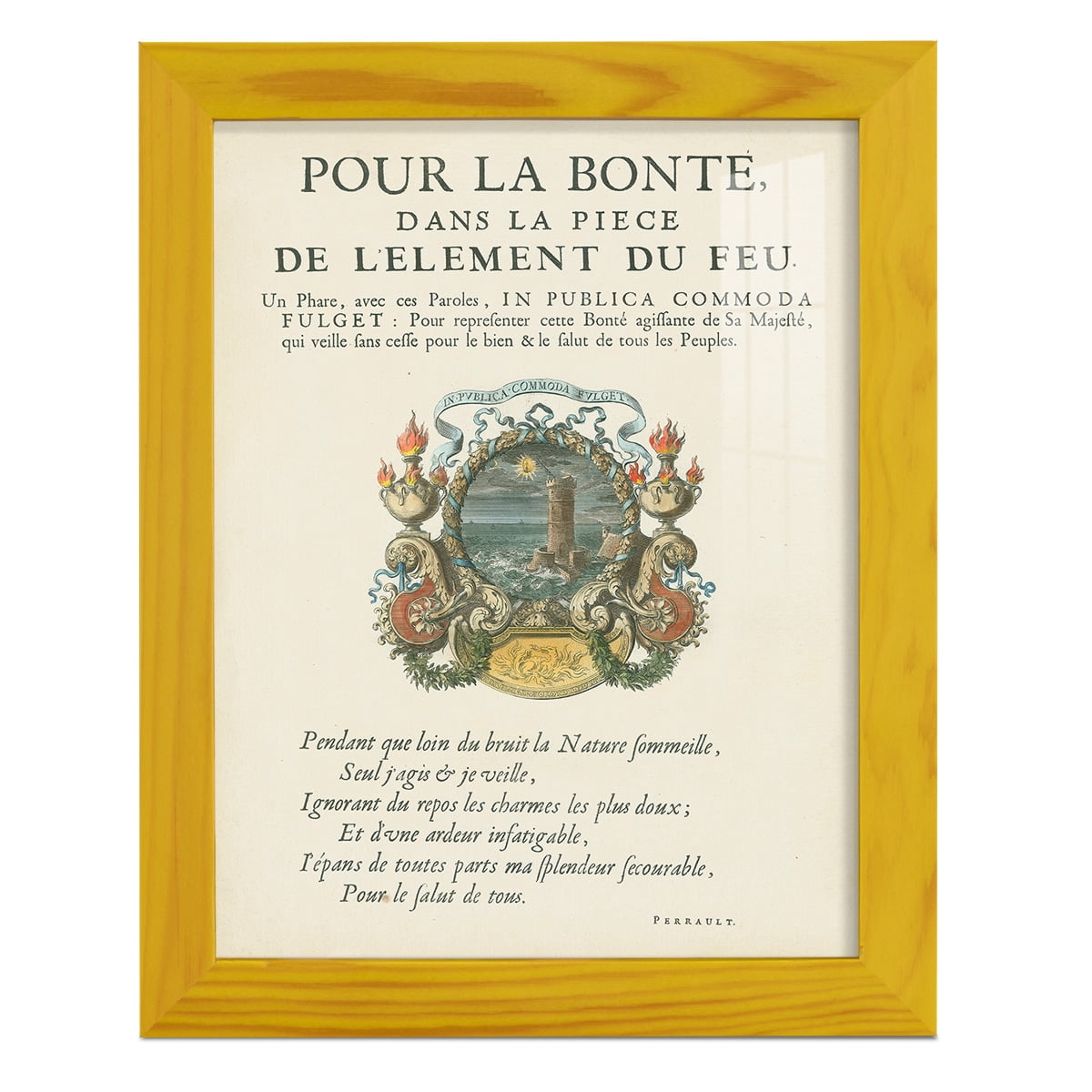 Printed Embellished Bookplate VIII - Framed Print w/glass - Sunflower Yellow