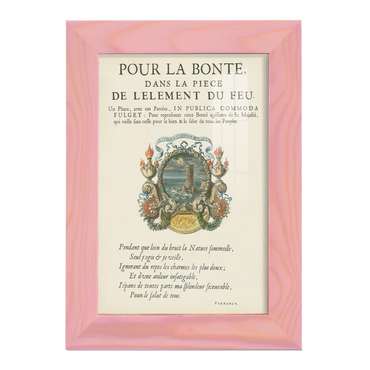 Printed Embellished Bookplate VIII - Framed Print w/glass - Sunset Pink