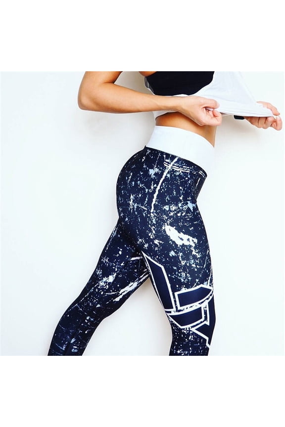 Printed European And American Fitness Breech Pants