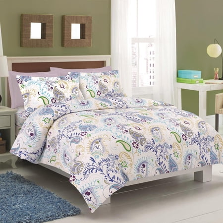 Printed Flannel 3 Piece Paisley Garden Duvet Cover Set by Tribeca Living