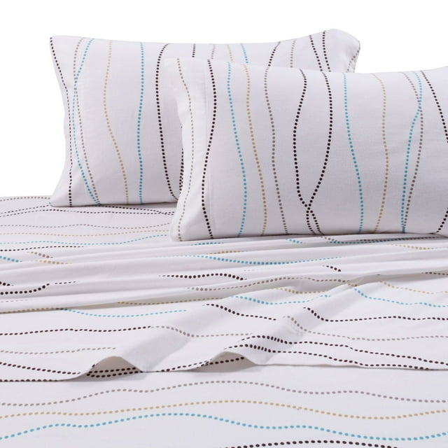 Printed Flannel 4 Piece Sheet Set by Tribeca Living - Dot