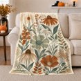 thumbnail image 1 of Printed Flannel Throw Blanket with Autumn Botanical Floral Living Room, 1 of 9
