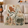 thumbnail image 1 of Printed Flannel Throw Blanket with Autumn Harvest Floral Lily Mantelpiece, 1 of 9