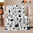 thumbnail image 1 of Printed Flannel Throw Blanket with Black Cat, 1 of 9