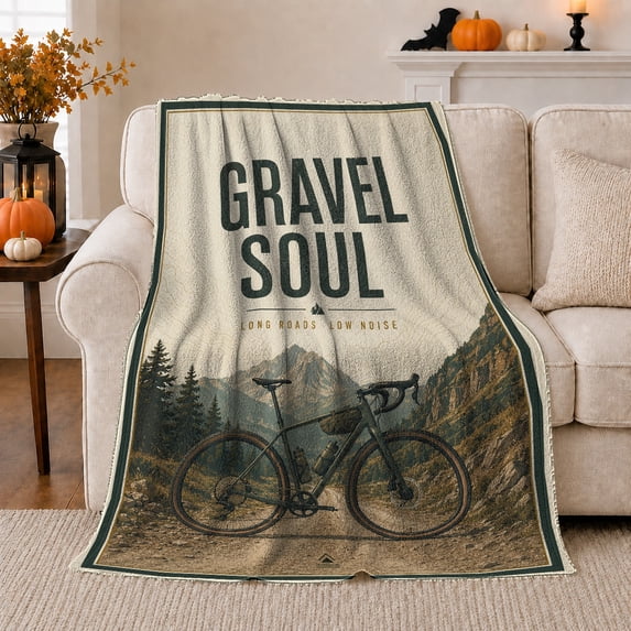 Printed Flannel Throw Blanket with Gravel Soul Mountain Bicycle Cycling ...