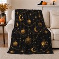 thumbnail image 1 of Printed Flannel Throw Blanket with Hanging Golden Moons And Ornamental Celestial Garlands, 1 of 7