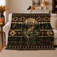 thumbnail image 1 of Printed Flannel Throw Blanket with Leaping Trout Surrounded By Rustic Fishing Equipment, 1 of 7