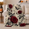 thumbnail image 1 of Printed Flannel Throw Blanket with Rose, 1 of 9