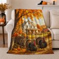 thumbnail image 1 of Printed Flannel Throw Blanket with Rustic Harvest Farmhouse Autumn Scene, 1 of 9