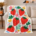 thumbnail image 1 of Printed Flannel Throw Blanket with Strawberry and Flower Print, 1 of 9