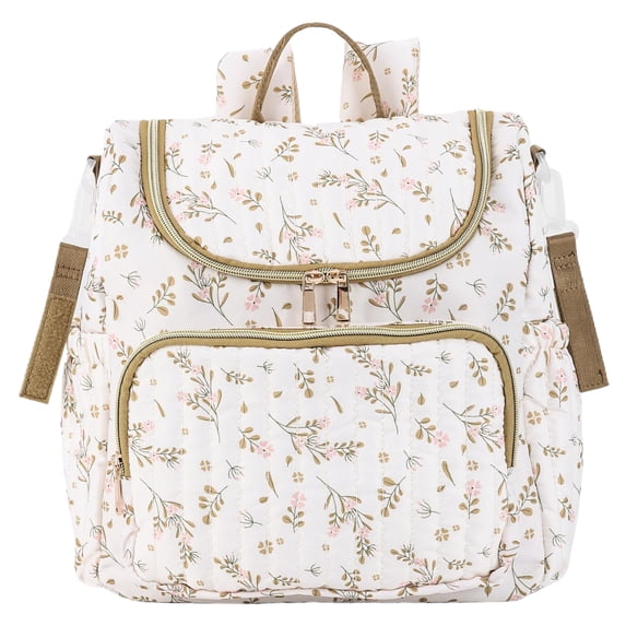 Printed Floral Diaper Storage Backpack for New Mom, Lightweight Padded Nursing Bag with Zipper, Large Capacity Baby Organizer for Travel Daily Use (Style 6)