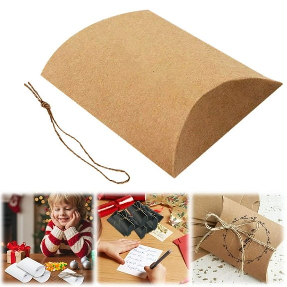 Printed Gift Wrapping Paper,Christmas Hot ! Paper Pillow Candy Box Foldable Box With Jute Rope For Weddings Parties Birthdays Holidays Small For Men,Printed Paper Pillow Candy Boxes,Yellow,4.5x2.8"