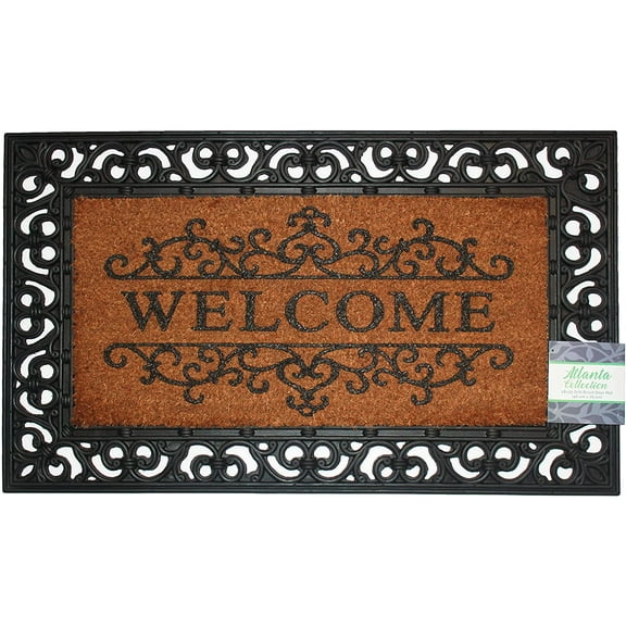 Printed Grill Brush Coir Outdoor Welcome Mat, Durable Entry Rug Atlanta Collection 18" x 30" (Decorative Welcome)