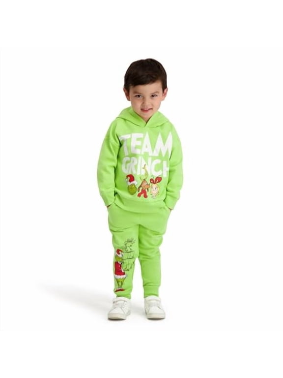 Printed Grinch Sweatshirt and Jogger Set, Green, 18M