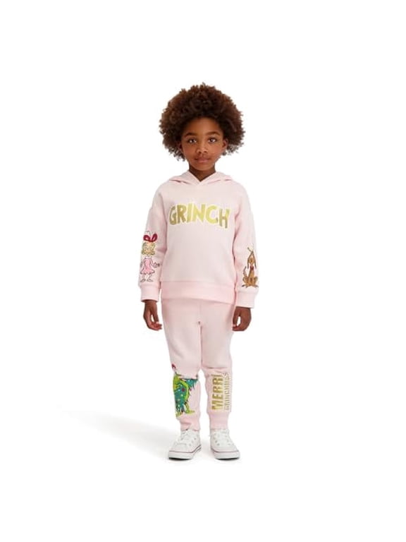Printed Grinch Sweatshirt and Jogger Set, Pink, 12M