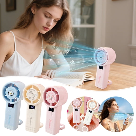 Printed High-Speed Small Fan, USB Rechargeable Hanging Desktop Fan, Powerful Wind Portable Outdoor Handheld Personal Air Circulator