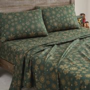 Printed Holiday 4pc Sheet Sets, Easy Care, Soft & Wrinkle-Resistant Bedding, Snowflakes - Twin Bed Size