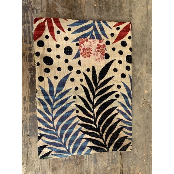 Printed Indian Blanket Handmade Sleep Mat Counterpane Stitched Gudari Bedspread