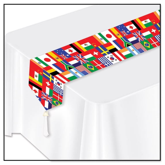 Printed International Flag Table Runner Party Accessory (1 count) (1/Pkg)