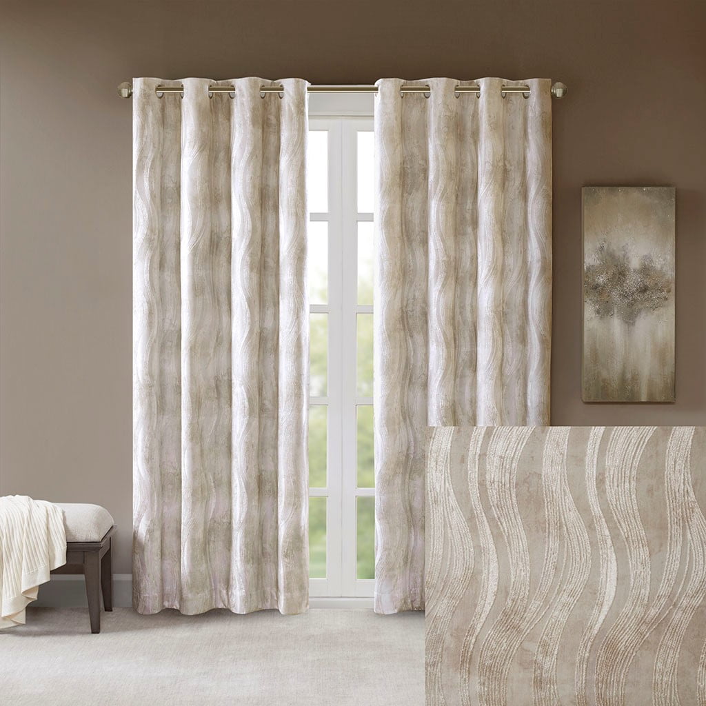 Printed Jacquard Grommet Top Total Blackout Curtain Panel (Only 1 Pc Panel)