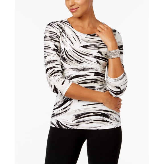 Printed Jacquard Top, In Regular and Petite Neutral Windswept PM